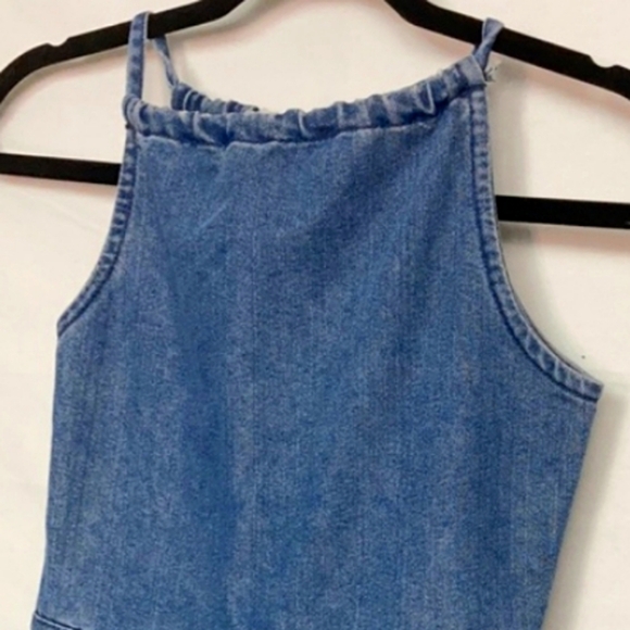 Denim & Co wide leg jean jumpsuit w corset back - Picture 5 of 12